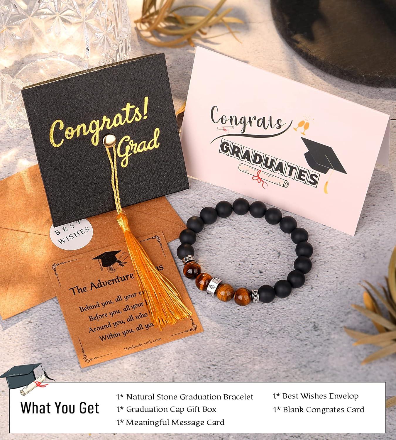 imageTONY ampamp SANDY 2025 Graduation Gifts for Him Tiger Eye Bead Bracelet Men Cool College Middle High School 5th 8th Grade Graduation Gifts for Boys Son Grandson NephewA Beaded Bracelet 10mm