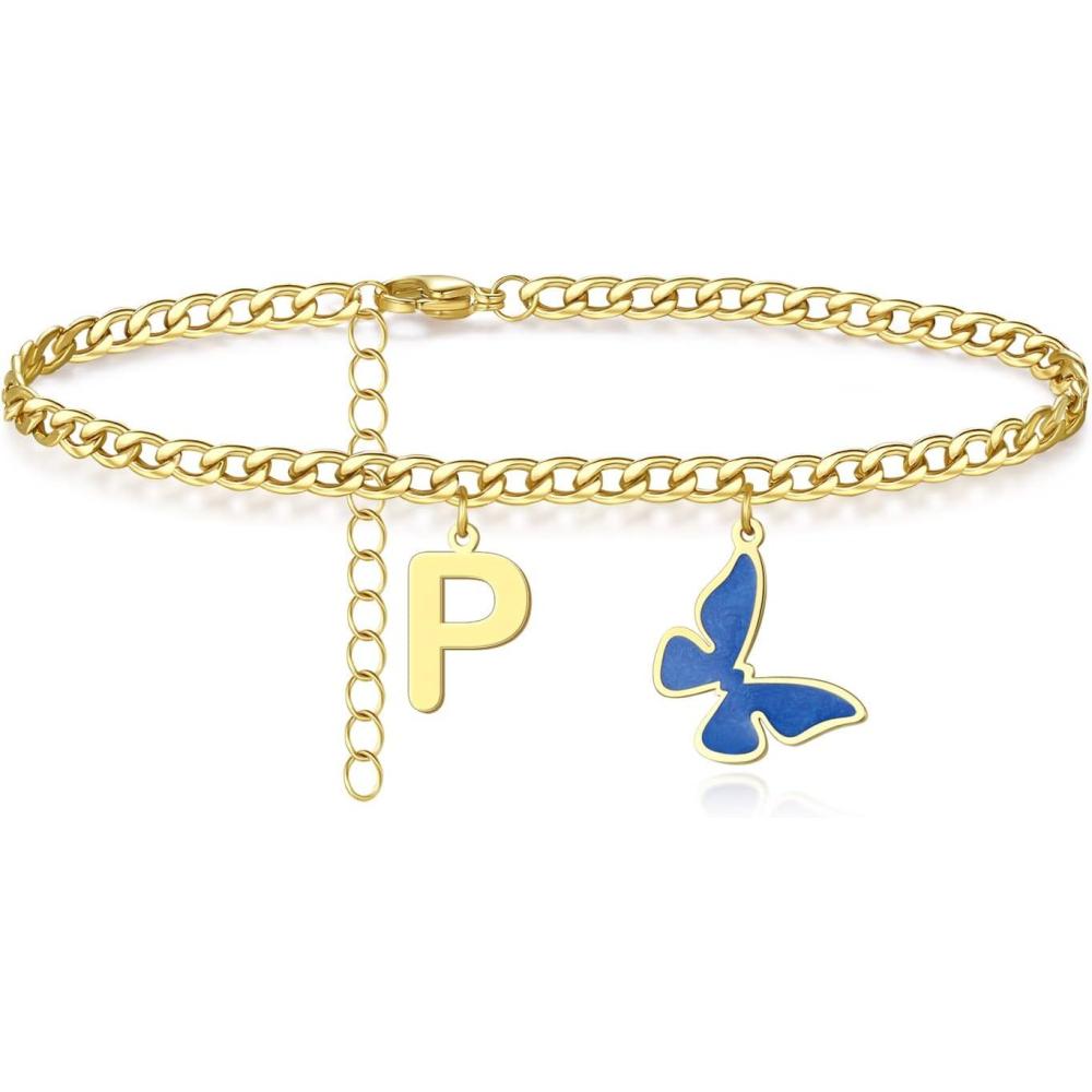 imageMothers Day Gifts from Daughter  Ankle Bracelets for Women  18K Gold Plated Initial Anklet for Women Teen Girls Summer Foot Jewelry Waterproof Non Tarnish Birthday Gifts for Her Mom Wife Girlfriend