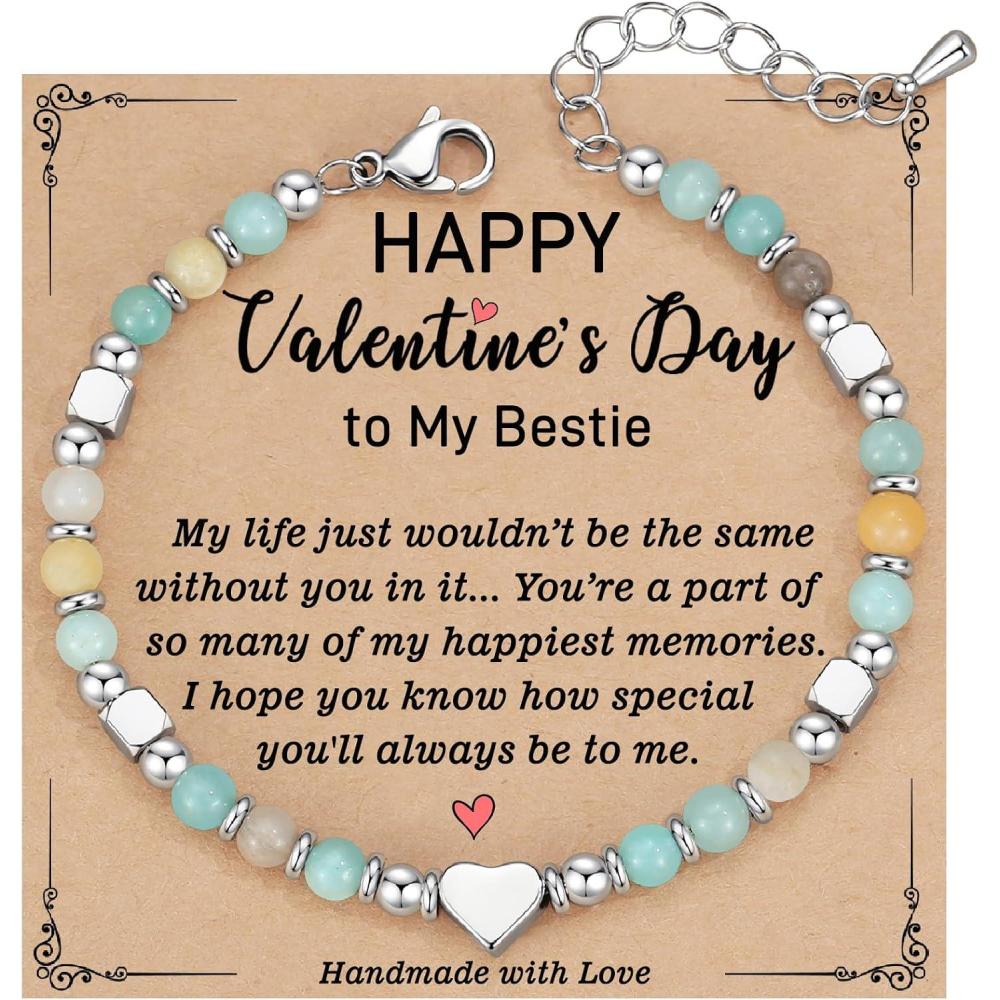 imageTONY ampamp SANDY Bestie Gifts for Women Stocking Stuffers for Women Best Friend Friendship Gifts for Woman Dainty Beaded Bracelets for Best Friend Bestie Soul Sister BFFAmazonite Happy Valentines Gifts