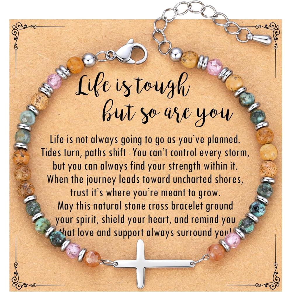 imageTONY ampamp SANDY Christian Cross Bracelet for Women Valentines Day Gifts for Her Confirmation Baptism Easter Gifts Unique Gift for Friends Daughter Mom Sister in Christ Birthday ChristmasLife is tough but so are you