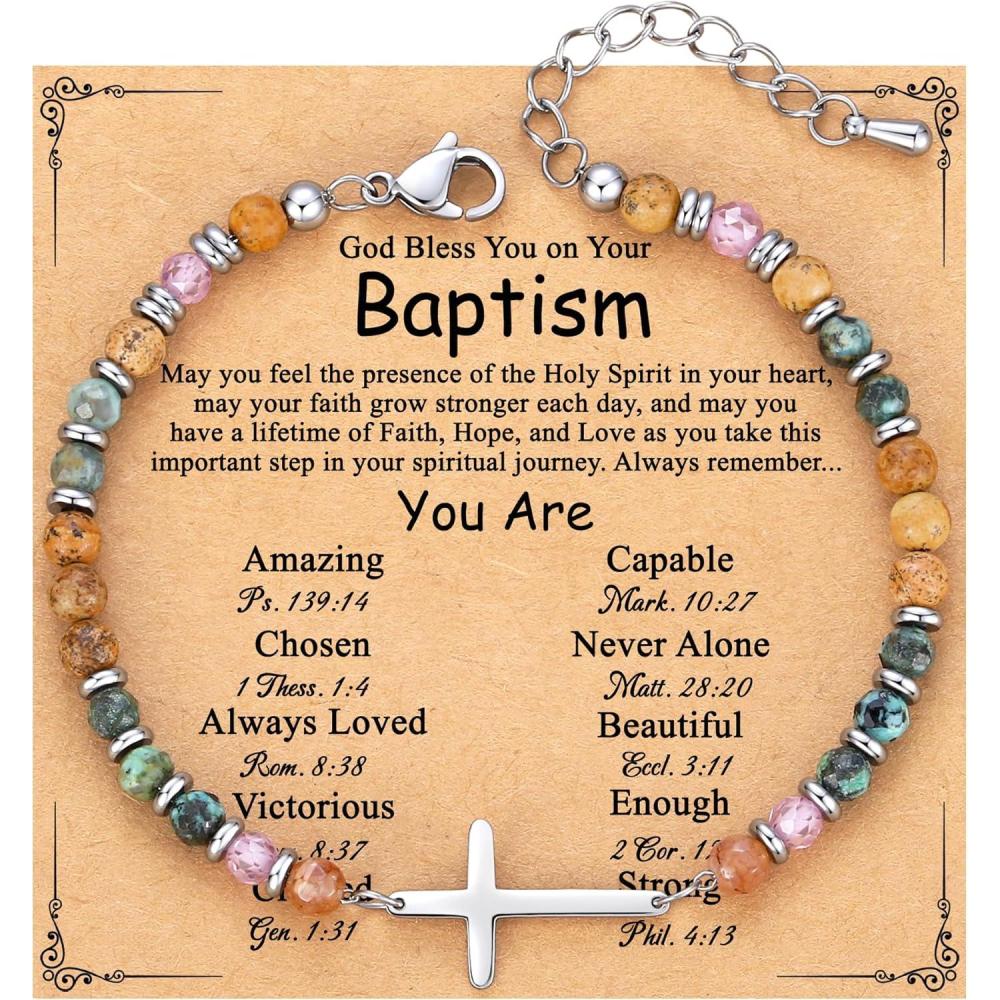 imageTONY ampamp SANDY Christian Cross Bracelet for Women Valentines Day Gifts for Her Confirmation Baptism Easter Gifts Unique Gift for Friends Daughter Mom Sister in Christ Birthday ChristmasBaptism