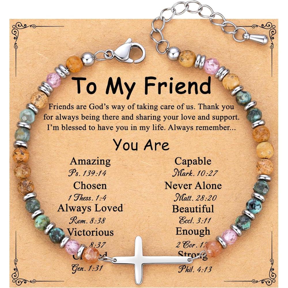 imageTONY ampamp SANDY Christian Cross Bracelet for Women Valentines Day Gifts for Her Confirmation Baptism Easter Gifts Unique Gift for Friends Daughter Mom Sister in Christ Birthday ChristmasFriend