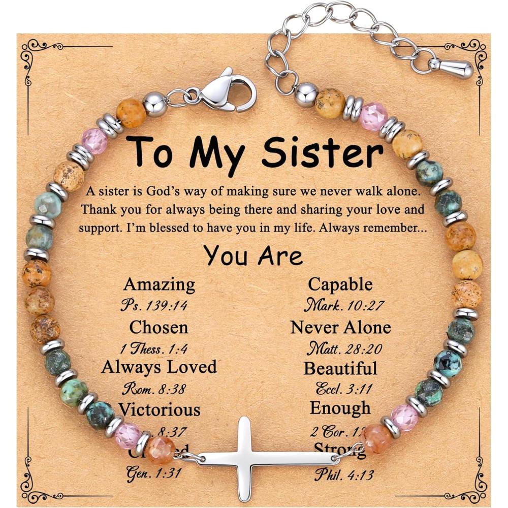 imageTONY ampamp SANDY Christian Cross Bracelet for Women Valentines Day Gifts for Her Confirmation Baptism Easter Gifts Unique Gift for Friends Daughter Mom Sister in Christ Birthday ChristmasSister