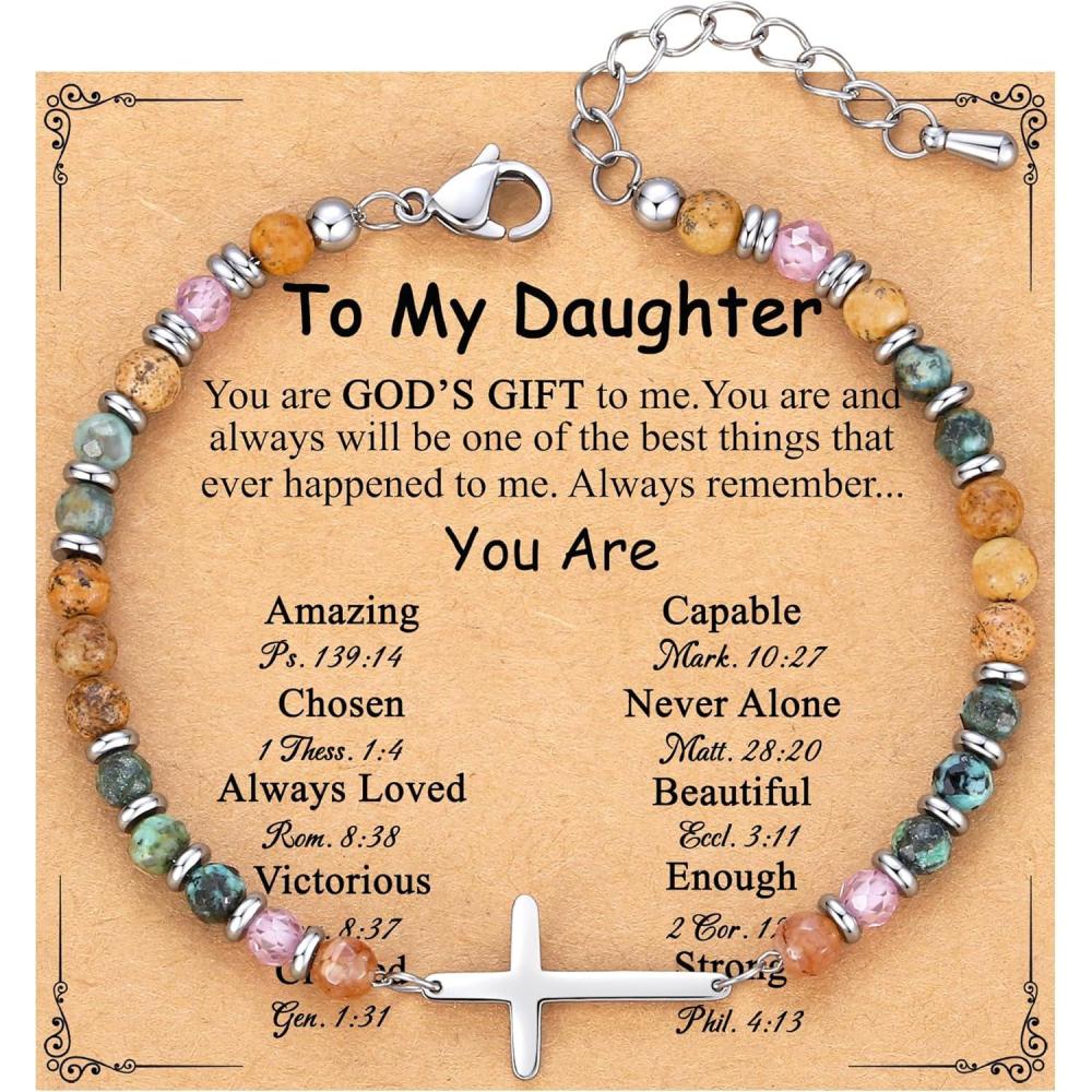imageTONY ampamp SANDY Christian Cross Bracelet for Women Valentines Day Gifts for Her Confirmation Baptism Easter Gifts Unique Gift for Friends Daughter Mom Sister in Christ Birthday ChristmasDaughter