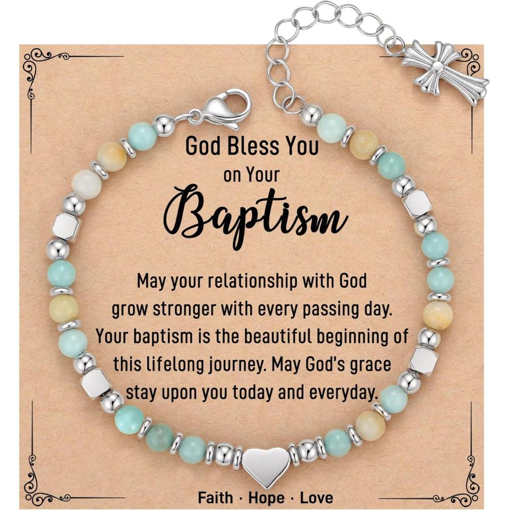 imageTONY ampamp SANDY Christian Gifts for Women Religious Cross Bracelet Jewelry Easter Basket Stuffers for Teens Kids Adults Faith Confirmation Baptism Christmas Birthday Gifts for WomenBaptism