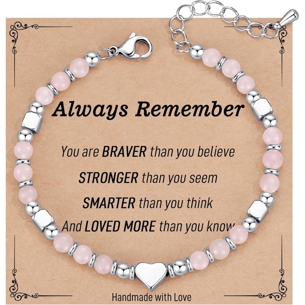 imageTONY ampamp SANDY Christmas Stocking Stuffers for Kids Teen Girls Dainty Gemstone Bracelet for Daughter Granddaughter Niece Sister Friend on Birthday Graduation Valentines Easter GiftsRose Quartz