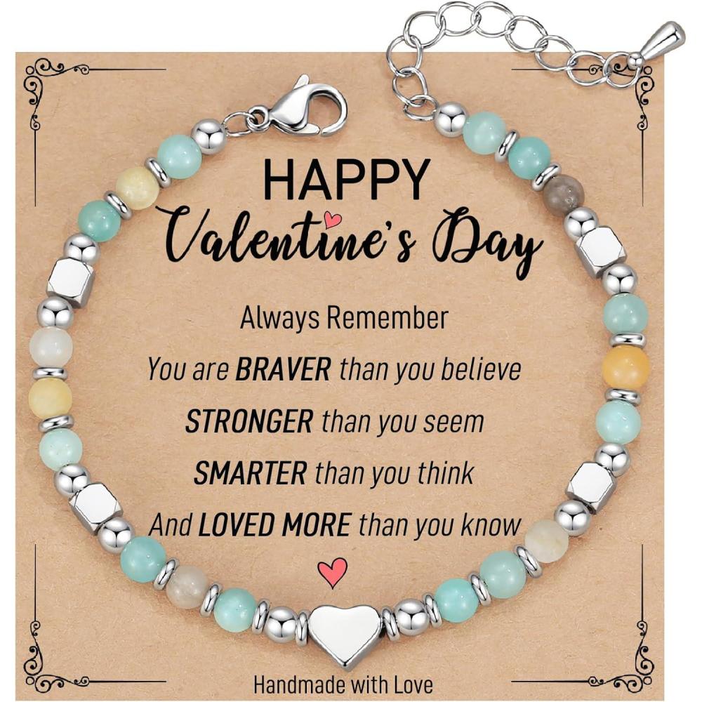 imageTONY ampamp SANDY Christmas Stocking Stuffers for Kids Teen Girls Dainty Gemstone Bracelet for Daughter Granddaughter Niece Sister Friend on Birthday Graduation Valentines Easter GiftsAmazonite Happy Valentines Day