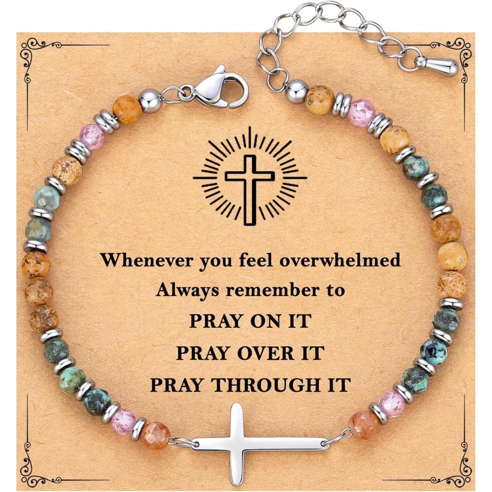 imageTONY ampamp SANDY Christmas Stocking Stuffers for Women Christian Gifts for Women Cross Bracelet Confirmation Baptism Easter Gift Unique Gifts for Women Birthday ValentinesPray on it