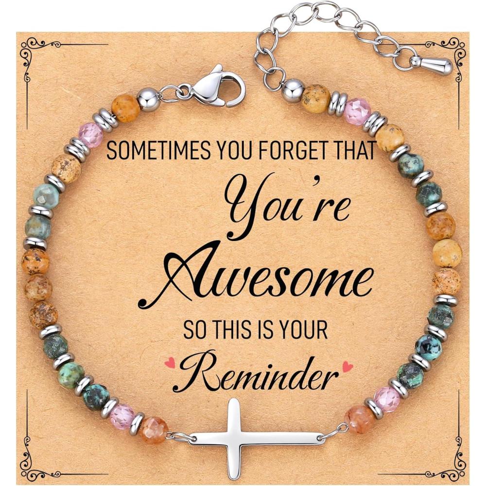 imageTONY ampamp SANDY Christmas Stocking Stuffers for Women Christian Gifts for Women Cross Bracelet Confirmation Baptism Easter Gift Unique Gifts for Women Birthday ValentinesYou are Awesome
