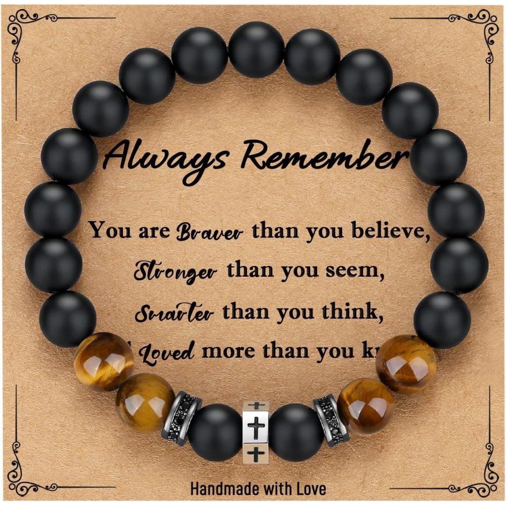 imageTONY ampamp SANDY Cross Bracelet Christmas Stocking Stuffers Men Boys Christian Gifts for Teen Boys Son Grandson on Birthday Graduation EasterAlways Remember 8 inches