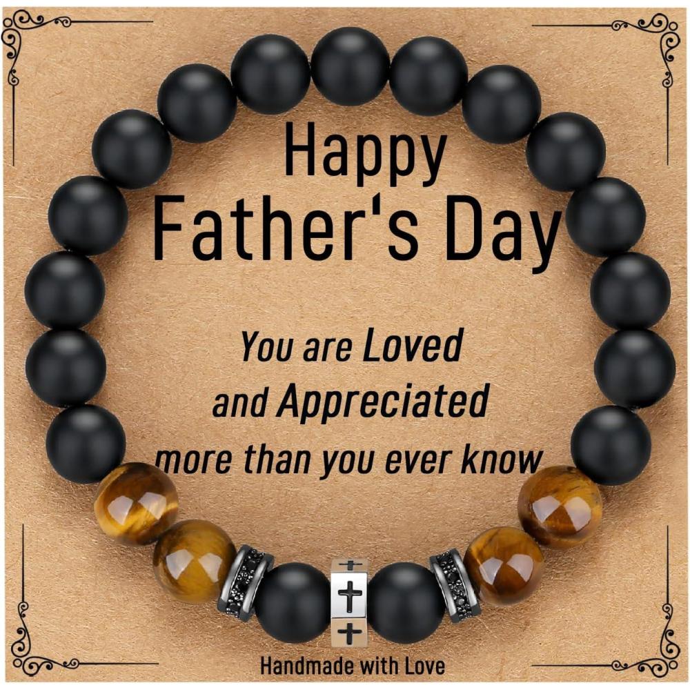 imageTONY ampamp SANDY Cross Bracelet Christmas Stocking Stuffers Men Boys Christian Gifts for Teen Boys Son Grandson on Birthday Graduation EasterFathers Day Gifts 8 Inches