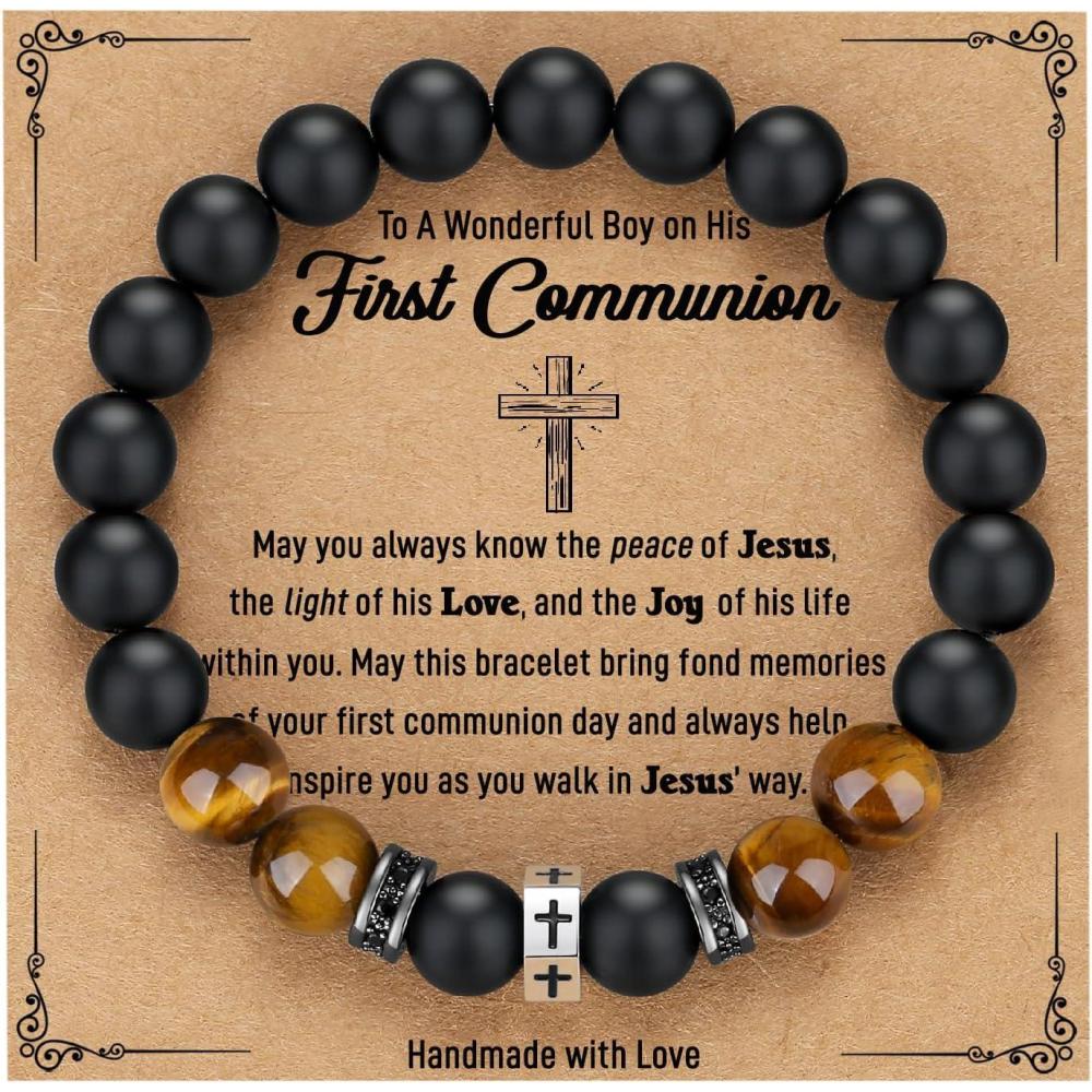 imageTONY ampamp SANDY Cross Bracelet Christmas Stocking Stuffers Men Boys Christian Gifts for Teen Boys Son Grandson on Birthday Graduation EasterFirst communion 7 Inches