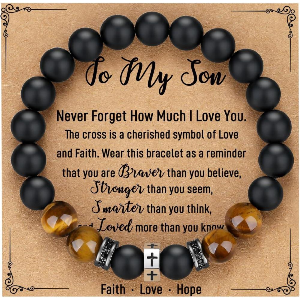 imageTONY ampamp SANDY Cross Bracelet Christmas Stocking Stuffers Men Boys Christian Gifts for Teen Boys Son Grandson on Birthday Graduation EasterSon 75 Inches