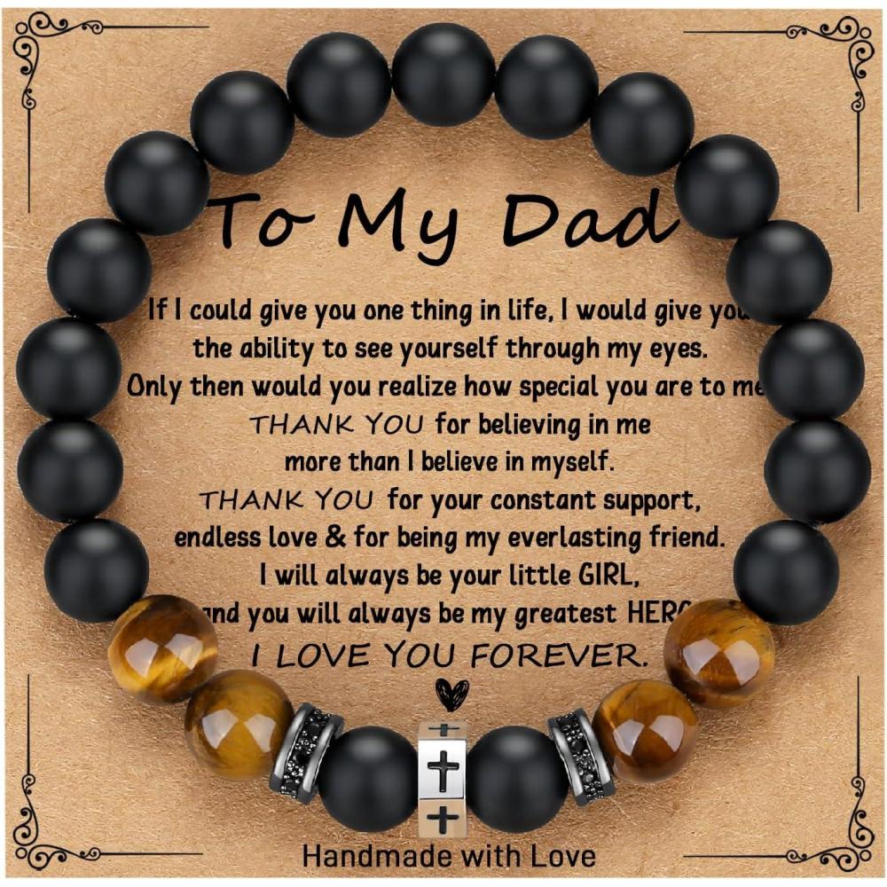 imageTONY ampamp SANDY Cross Bracelet Christmas Stocking Stuffers Men Boys Christian Gifts for Teen Boys Son Grandson on Birthday Graduation EasterTo Dad 8 Inches