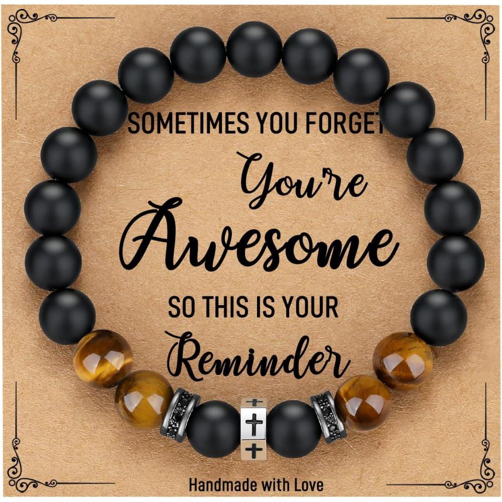 imageTONY ampamp SANDY Cross Bracelet Christmas Stocking Stuffers Men Boys Christian Gifts for Teen Boys Son Grandson on Birthday Graduation EasterYou are awsome 8 Inches