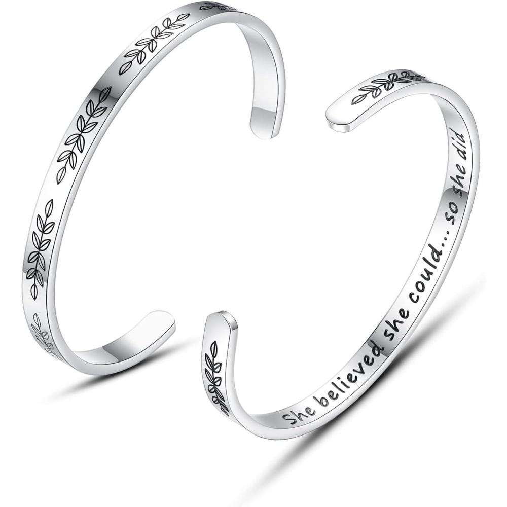 imageTONY ampamp SANDY Cuff Bracelets for Women Teen Girls Best Friend Sister Mom Daughter Granddaughter Easter Birthday Mothers Day Christmas Stocking Stuffers for Teen Girls Women Jewelry1 Graduation gifts She believed she could so she did