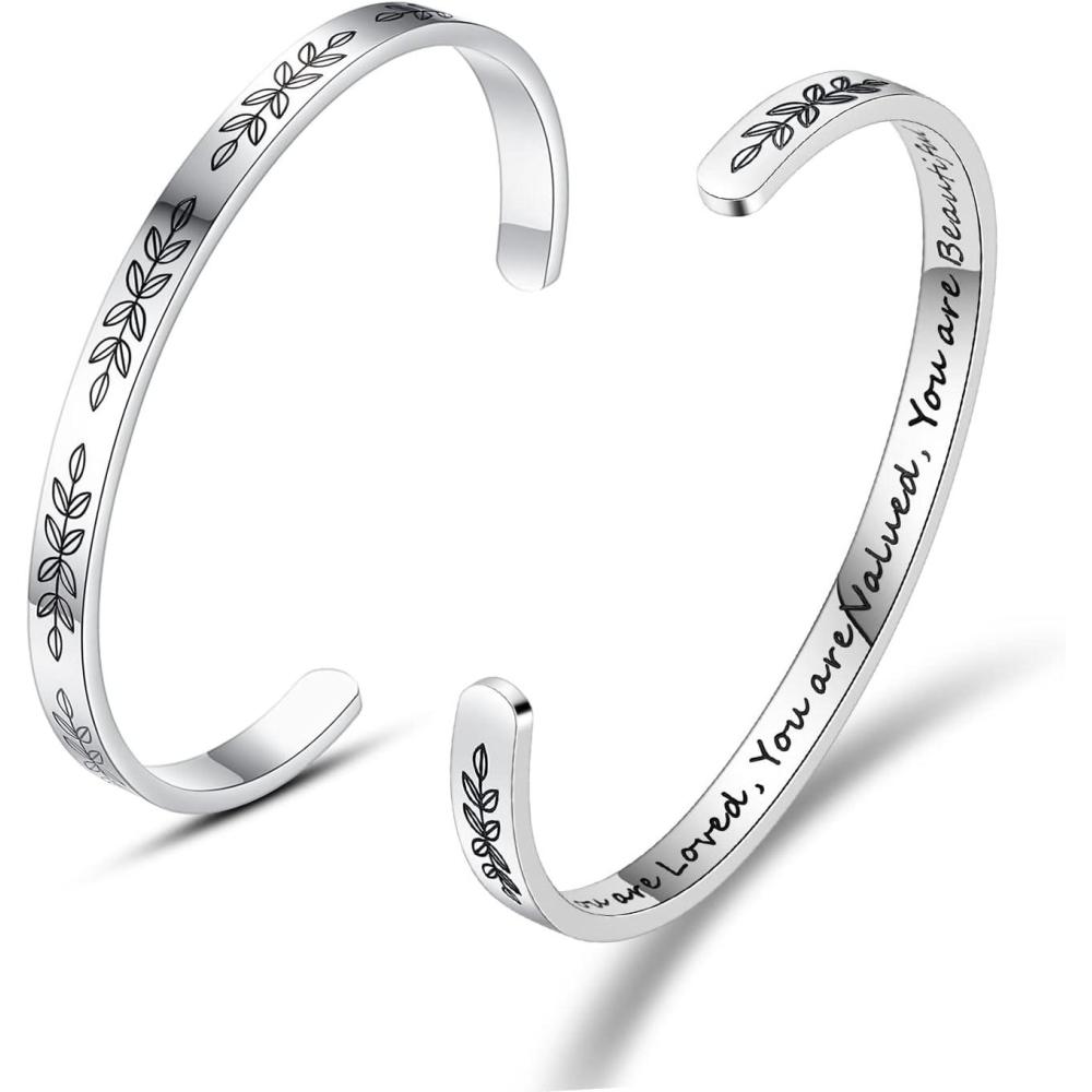 imageTONY ampamp SANDY Cuff Bracelets for Women Teen Girls Best Friend Sister Mom Daughter Granddaughter Easter Birthday Mothers Day Christmas Stocking Stuffers for Teen Girls Women Jewelry1 You are loved you are valued you are beautiful