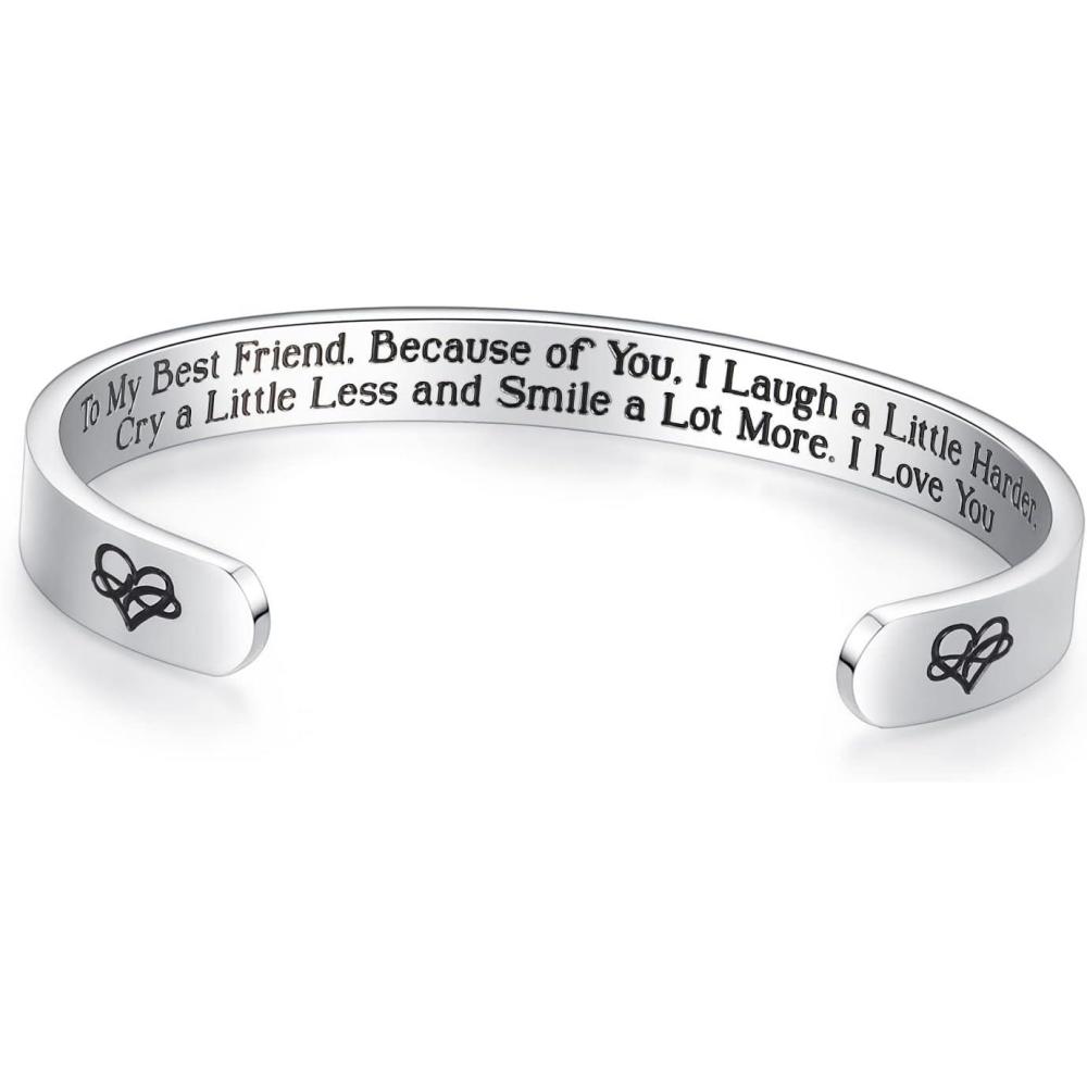 imageTONY ampamp SANDY Cuff Bracelets for Women Teen Girls Best Friend Sister Mom Daughter Granddaughter Easter Birthday Mothers Day Christmas Stocking Stuffers for Teen Girls Women Jewelry0 Friend Gifts To my best friend because of you I laugh a little harderI love you