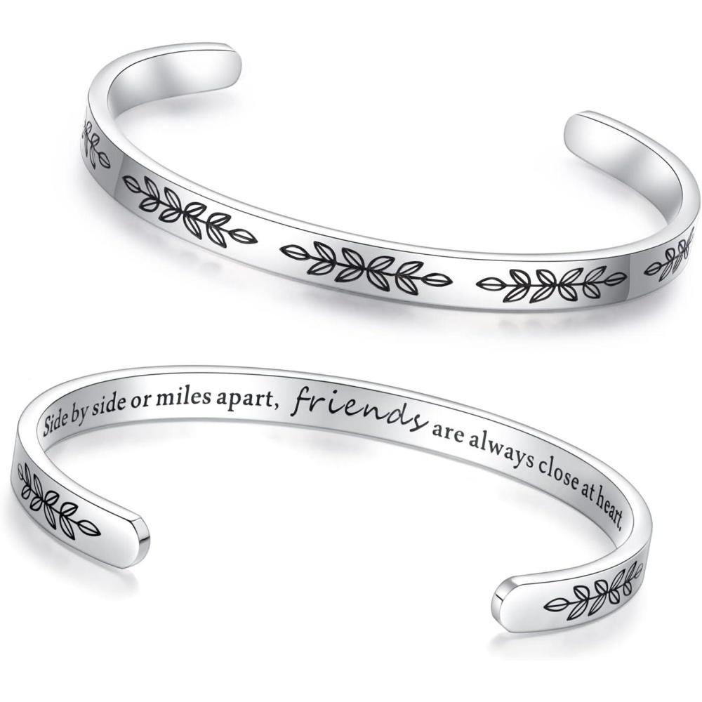 imageTONY ampamp SANDY Cuff Bracelets for Women Teen Girls Best Friend Sister Mom Daughter Granddaughter Easter Birthday Mothers Day Christmas Stocking Stuffers for Teen Girls Women Jewelry0 Friend Gifts A Side by side or miles apart friends are always close at heart