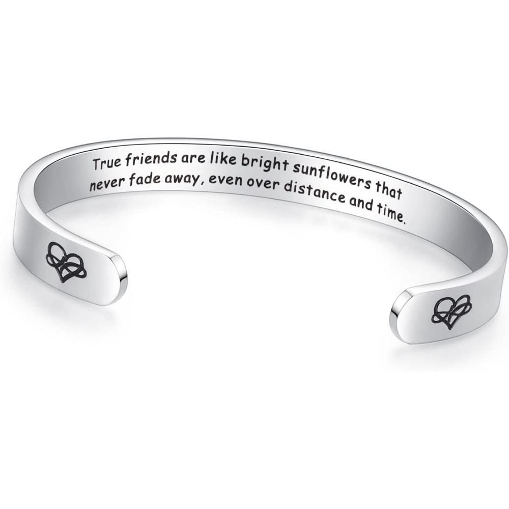 imageTONY ampamp SANDY Cuff Bracelets for Women Teen Girls Best Friend Sister Mom Daughter Granddaughter Easter Birthday Mothers Day Christmas Stocking Stuffers for Teen Girls Women Jewelry0 Friend Gifts True friends are like bright sunflowers that never fade away