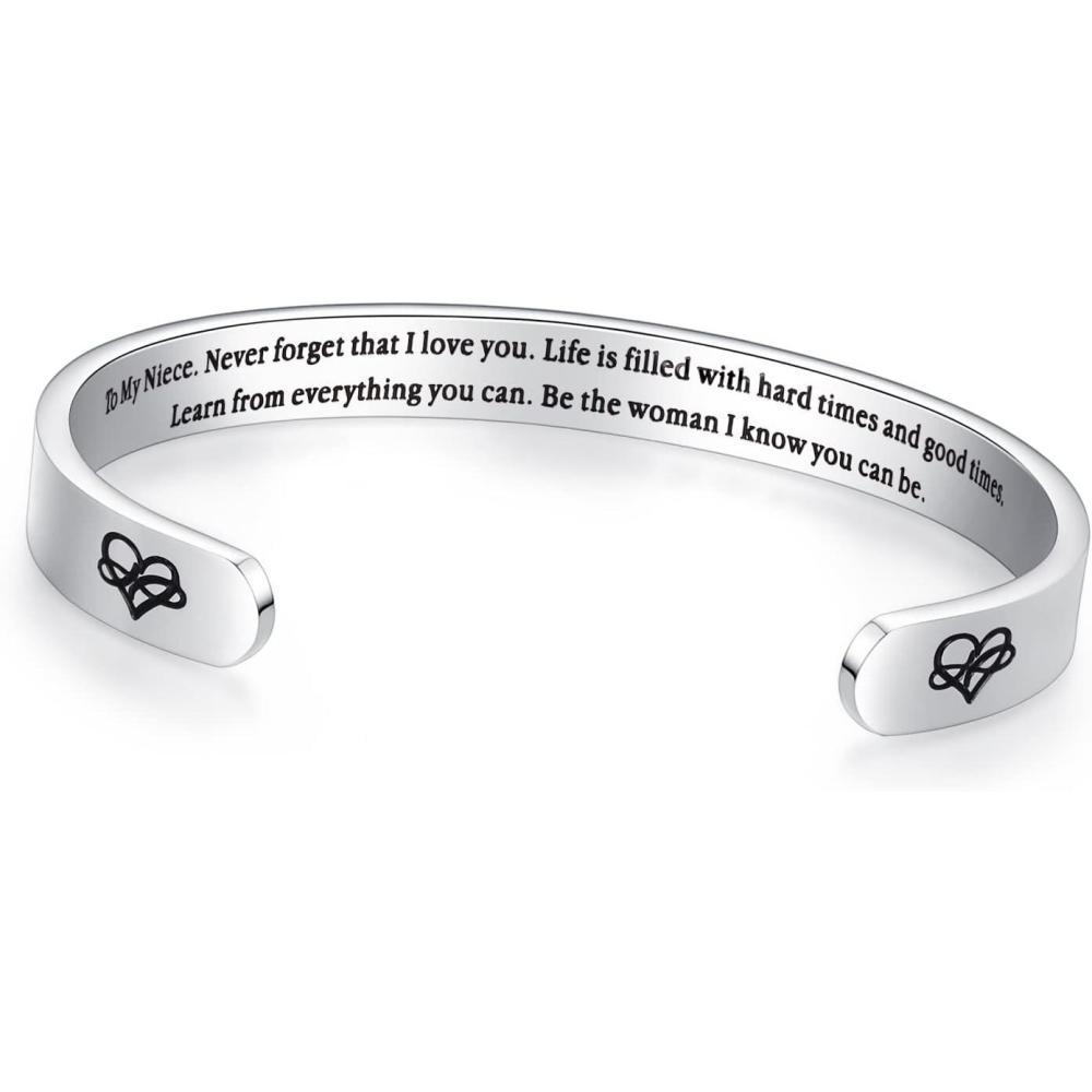 imageTONY ampamp SANDY Cuff Bracelets for Women Teen Girls Best Friend Sister Mom Daughter Granddaughter Easter Birthday Mothers Day Christmas Stocking Stuffers for Teen Girls Women Jewelry1 Niece Gifts To my niece never forget that I love youBe the woman I know you can be