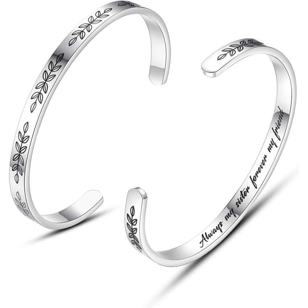 imageTONY ampamp SANDY Cuff Bracelets for Women Teen Girls Best Friend Sister Mom Daughter Granddaughter Easter Birthday Mothers Day Christmas Stocking Stuffers for Teen Girls Women Jewelry1 Sister Gifts Always my sister forever my friend