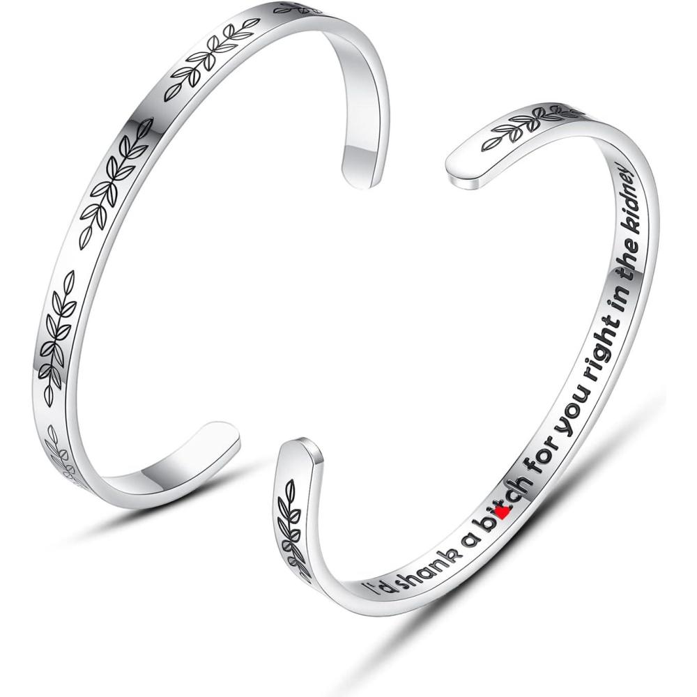 imageTONY ampamp SANDY Cuff Bracelets for Women Teen Girls Best Friend Sister Mom Daughter Granddaughter Easter Birthday Mothers Day Christmas Stocking Stuffers for Teen Girls Women Jewelry0  Friend Gifts  A  Id shank a btch for you right in the kidney