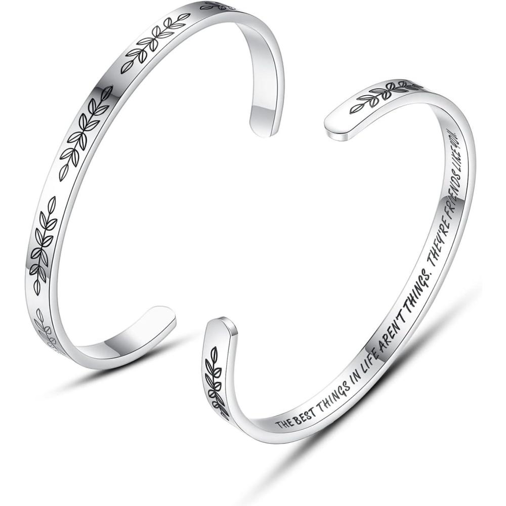 imageTONY ampamp SANDY Cuff Bracelets for Women Teen Girls Best Friend Sister Mom Daughter Granddaughter Easter Birthday Mothers Day Christmas Stocking Stuffers for Teen Girls Women Jewelry0 Friend Gifts The best things in life arent things Theyre friends like you