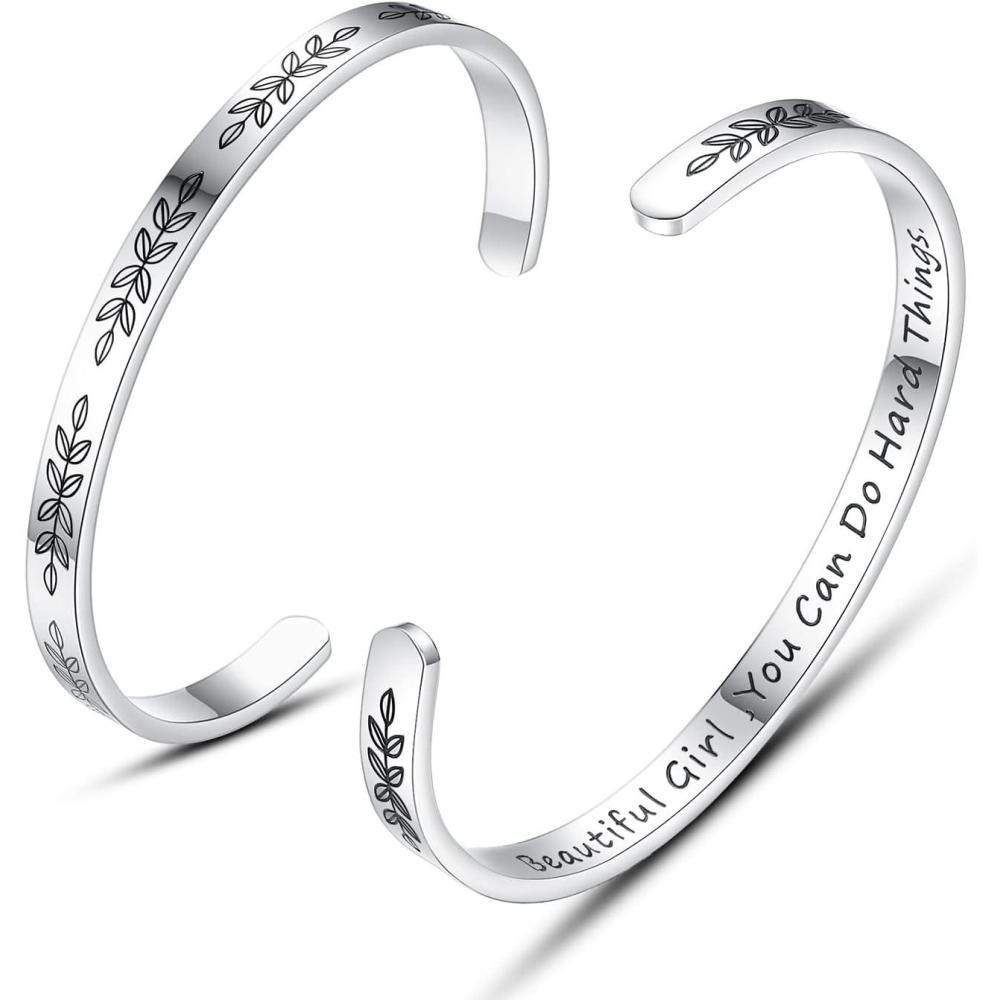 imageTONY ampamp SANDY Cuff Bracelets for Women Teen Girls Best Friend Sister Mom Daughter Granddaughter Easter Birthday Mothers Day Christmas Stocking Stuffers for Teen Girls Women Jewelry1 Beautiful girl you can do hard things