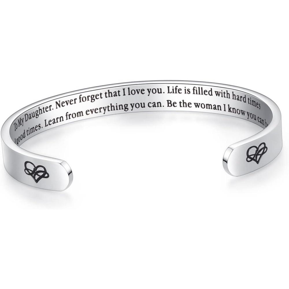 imageTONY ampamp SANDY Cuff Bracelets for Women Teen Girls Best Friend Sister Mom Daughter Granddaughter Easter Birthday Mothers Day Christmas Stocking Stuffers for Teen Girls Women Jewelry1 Daughter Gifts To my daughter never forget that I love youBe the woman I know you can be