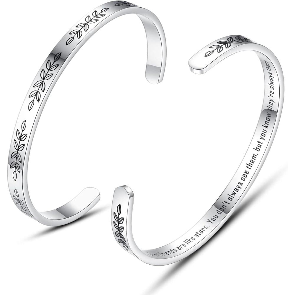 imageTONY ampamp SANDY Cuff Bracelets for Women Teen Girls Best Friend Sister Mom Daughter Granddaughter Easter Birthday Mothers Day Christmas Stocking Stuffers for Teen Girls Women Jewelry0 Friend Gifts Good friends are like starsyou know theyre always there