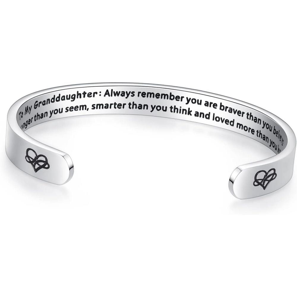 imageTONY ampamp SANDY Cuff Bracelets for Women Teen Girls Best Friend Sister Mom Daughter Granddaughter Easter Birthday Mothers Day Christmas Stocking Stuffers for Teen Girls Women Jewelry1 Granddaughter Gifts To my granddaughter always remember youre braver than you believe