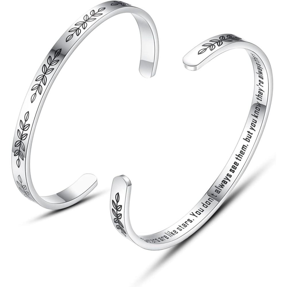 imageTONY ampamp SANDY Cuff Bracelets for Women Teen Girls Best Friend Sister Mom Daughter Granddaughter Easter Birthday Mothers Day Christmas Stocking Stuffers for Teen Girls Women Jewelry1 Sister Gifts Sisters are like stars but you know theyre always there