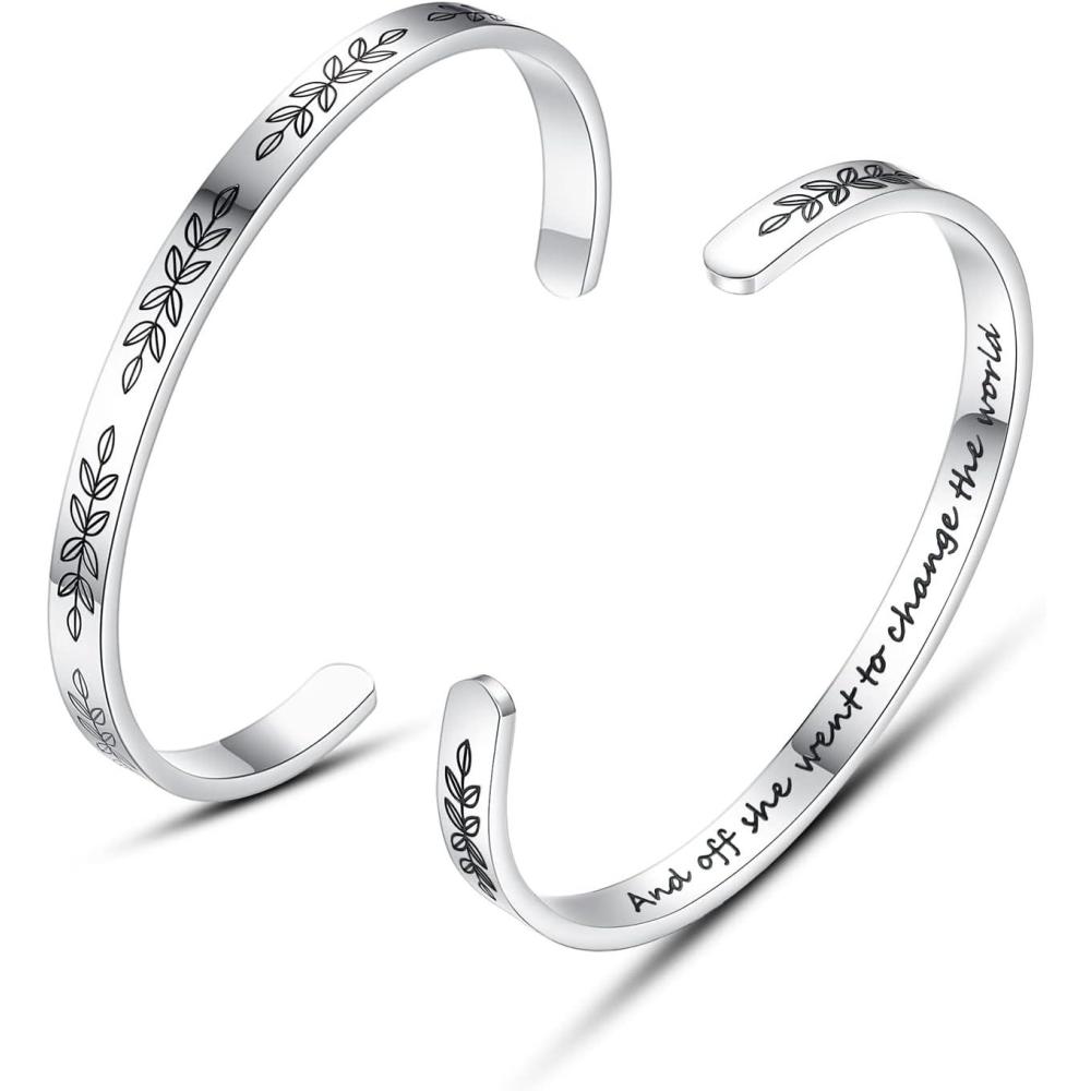 imageTONY ampamp SANDY Cuff Bracelets for Women Teen Girls Best Friend Sister Mom Daughter Granddaughter Easter Birthday Mothers Day Christmas Stocking Stuffers for Teen Girls Women Jewelry1 Graduation gifts And off she went to change the world