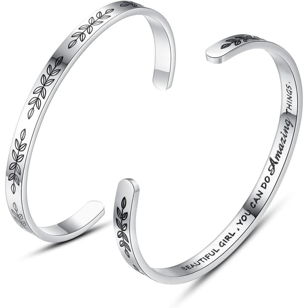 imageTONY ampamp SANDY Cuff Bracelets for Women Teen Girls Best Friend Sister Mom Daughter Granddaughter Easter Birthday Mothers Day Christmas Stocking Stuffers for Teen Girls Women Jewelry1 Beautiful girl you can do amazing things
