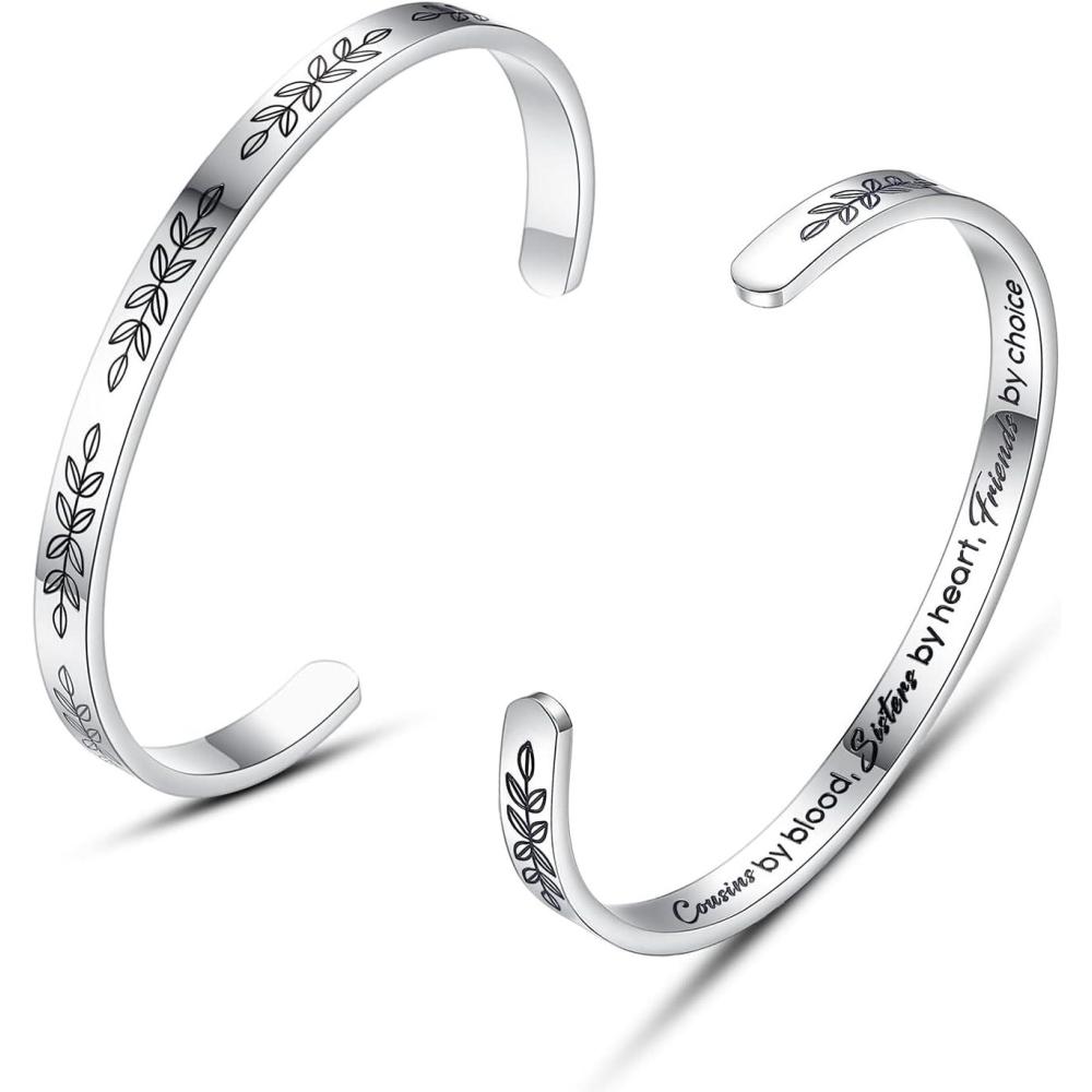 imageTONY ampamp SANDY Cuff Bracelets for Women Teen Girls Best Friend Sister Mom Daughter Granddaughter Easter Birthday Mothers Day Christmas Stocking Stuffers for Teen Girls Women Jewelry1 Cousin Gifts Cousins by blood sisters by heart friends by choice