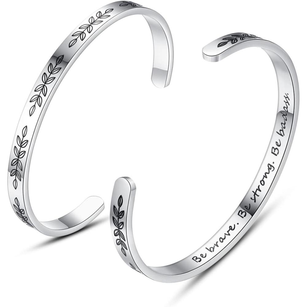 imageTONY ampamp SANDY Cuff Bracelets for Women Teen Girls Best Friend Sister Mom Daughter Granddaughter Easter Birthday Mothers Day Christmas Stocking Stuffers for Teen Girls Women Jewelry1 Be brave be strong be badass