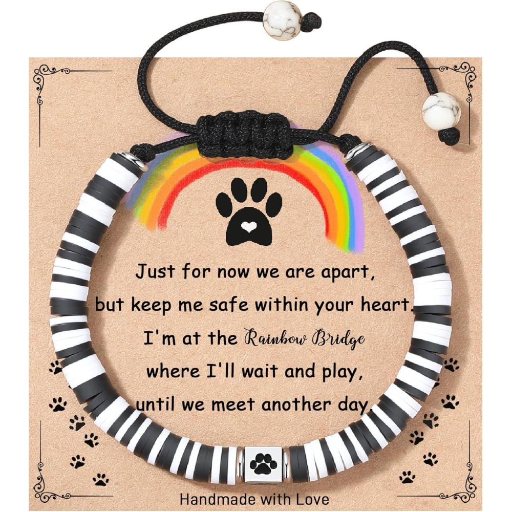 imageTONY ampamp SANDY Dog Memorial Gifts Pet Sympathy Rainbow Bridge Pet Memorial Bracelet for Men Women Girls Who Loss of Beloved Dog CatBlack White