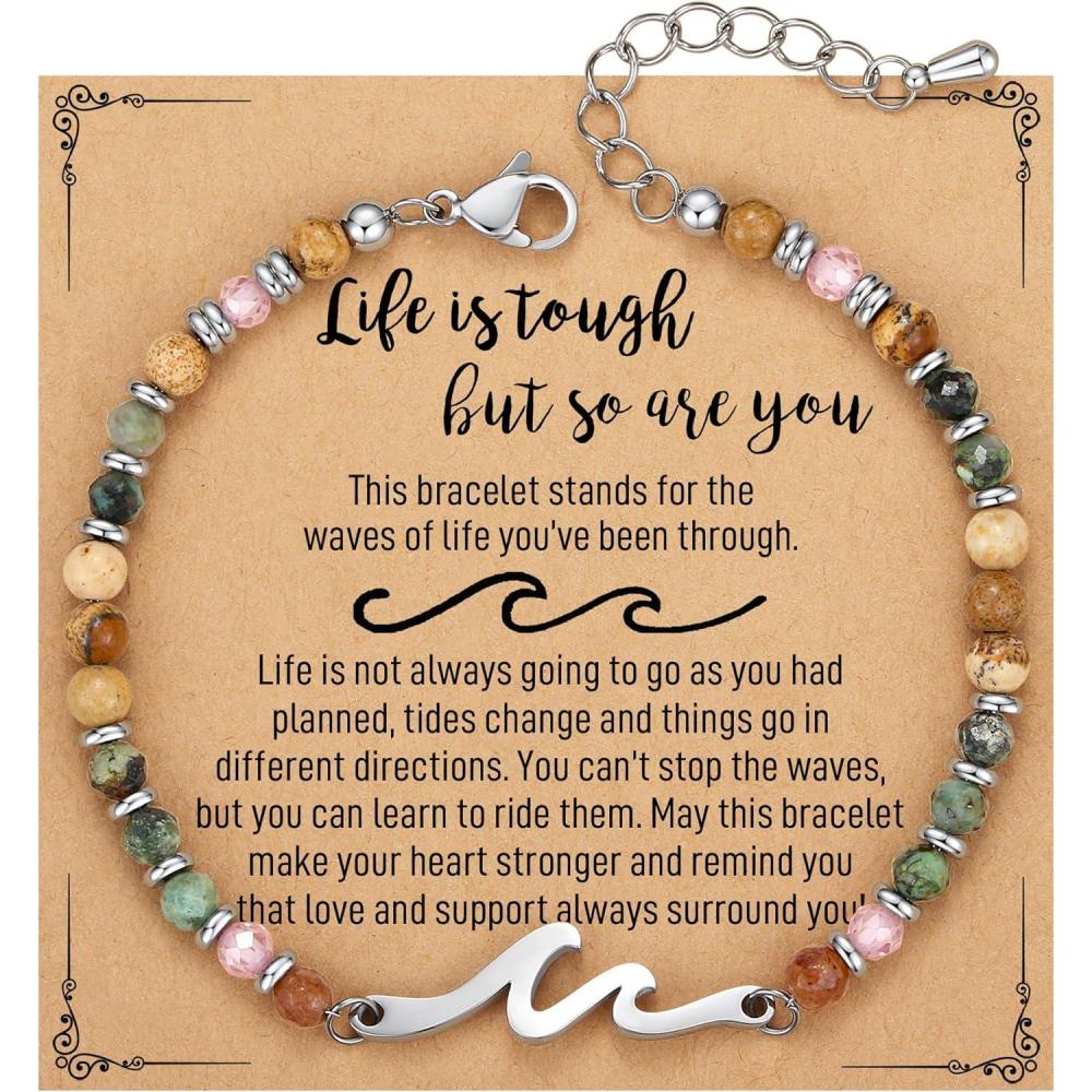 imageTONY ampamp SANDY Friend Gifts for Women Unique Valentines Day Gifts for Her Sister Gifts from Sister Wave Bracelet Christmas Birthday Gifts for Women Bestie Friendship BraceletsLife is tough But so are you