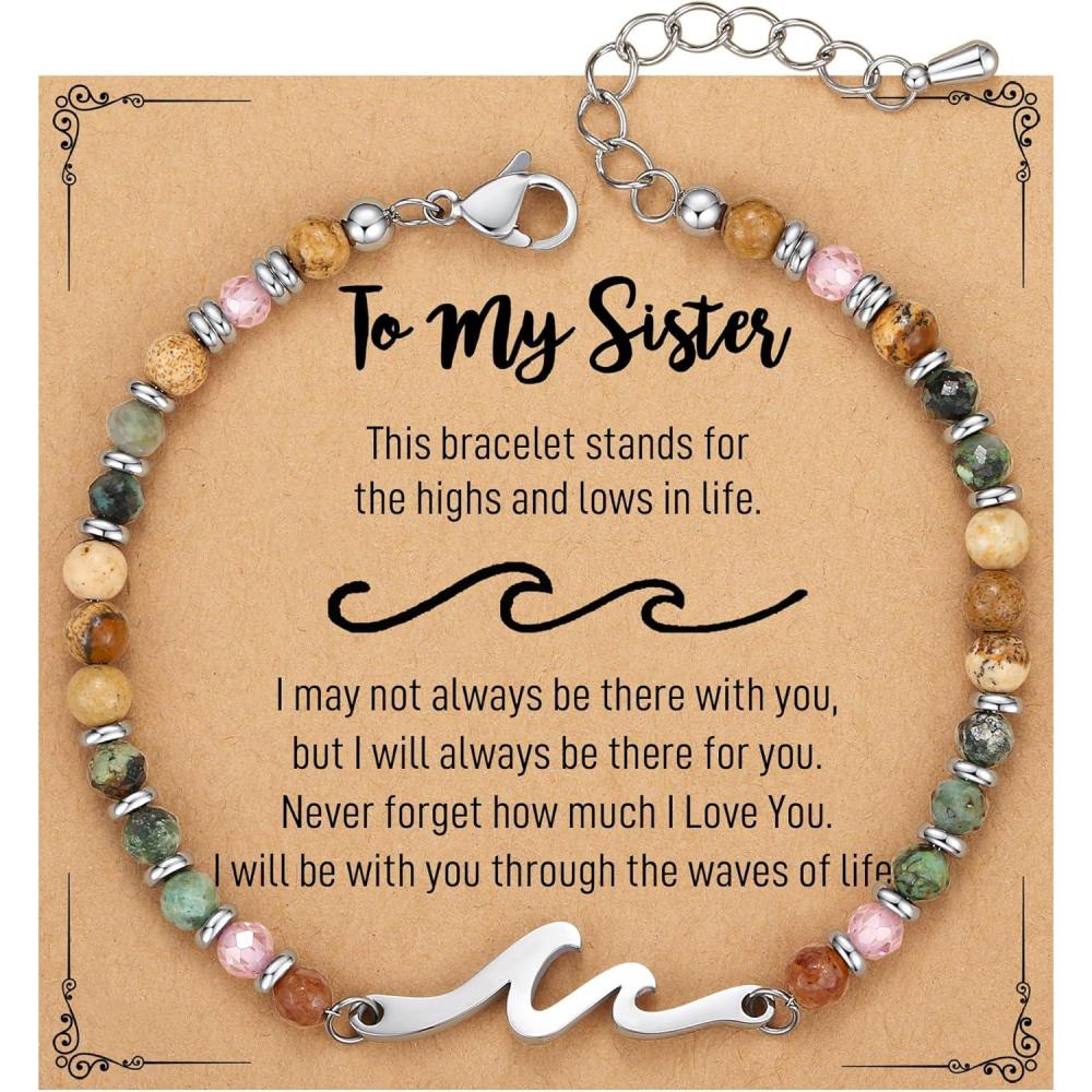 imageTONY ampamp SANDY Friend Gifts for Women Unique Valentines Day Gifts for Her Sister Gifts from Sister Wave Bracelet Christmas Birthday Gifts for Women Bestie Friendship BraceletsSister