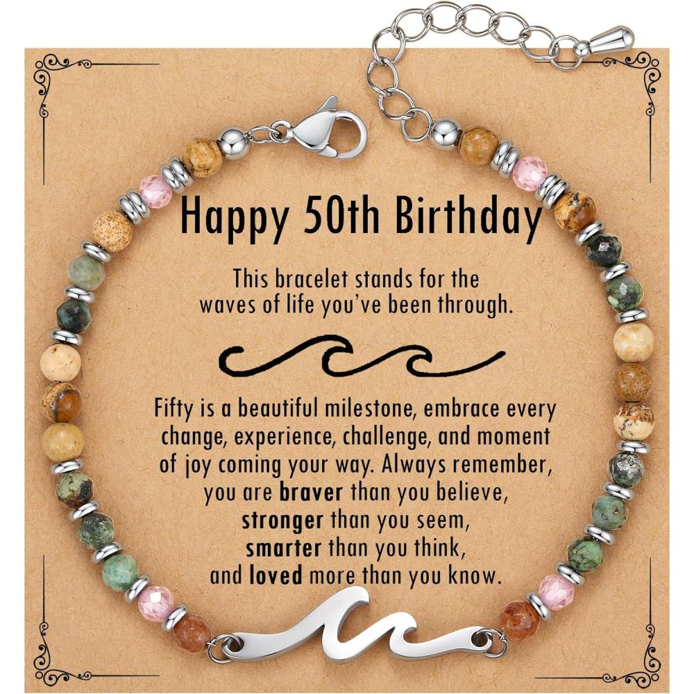 imageTONY ampamp SANDY Friend Gifts for Women Unique Valentines Day Gifts for Her Sister Gifts from Sister Wave Bracelet Christmas Birthday Gifts for Women Bestie Friendship BraceletsHappy 50th