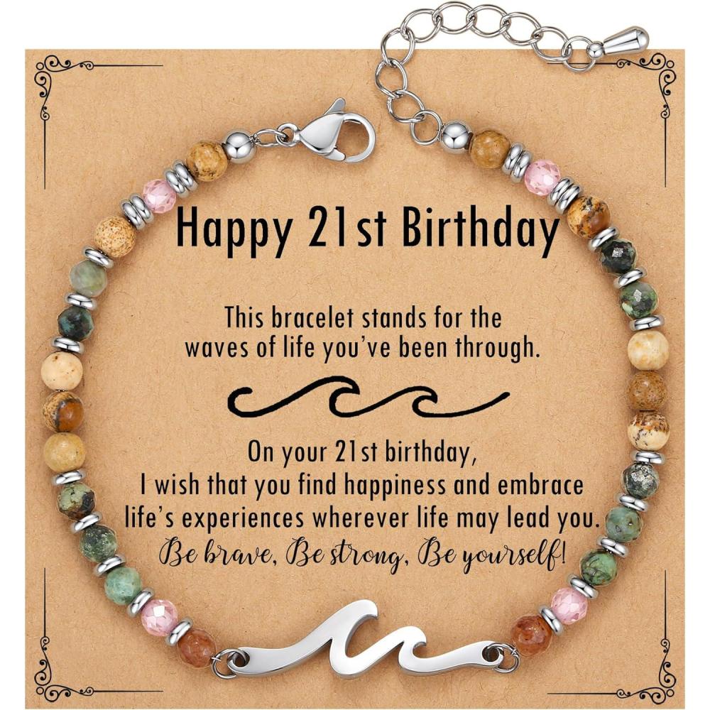 imageTONY ampamp SANDY Friend Gifts for Women Unique Valentines Day Gifts for Her Sister Gifts from Sister Wave Bracelet Christmas Birthday Gifts for Women Bestie Friendship BraceletsHappy 21st