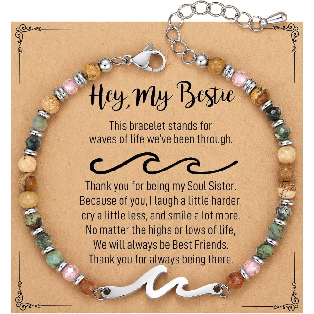 imageTONY ampamp SANDY Friend Gifts for Women Unique Valentines Day Gifts for Her Sister Gifts from Sister Wave Bracelet Christmas Birthday Gifts for Women Bestie Friendship BraceletsBestie