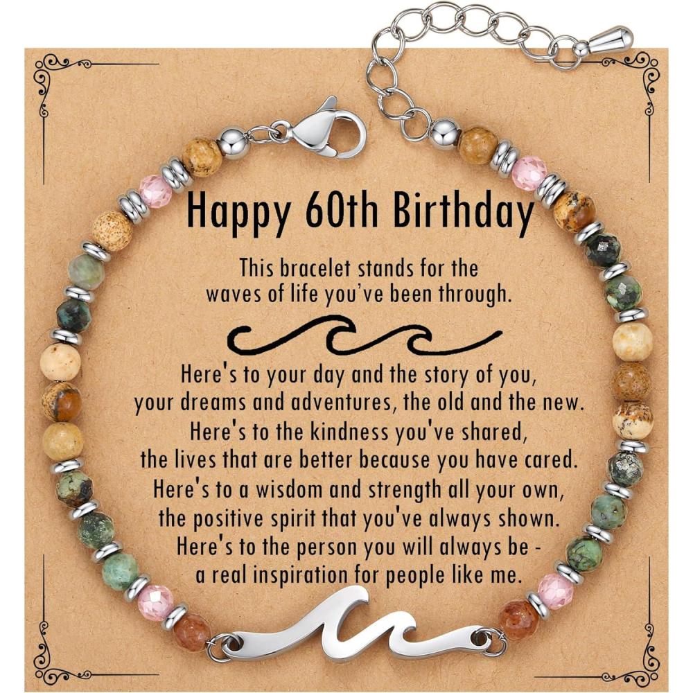 imageTONY ampamp SANDY Friend Gifts for Women Unique Valentines Day Gifts for Her Sister Gifts from Sister Wave Bracelet Christmas Birthday Gifts for Women Bestie Friendship BraceletsHappy 60th