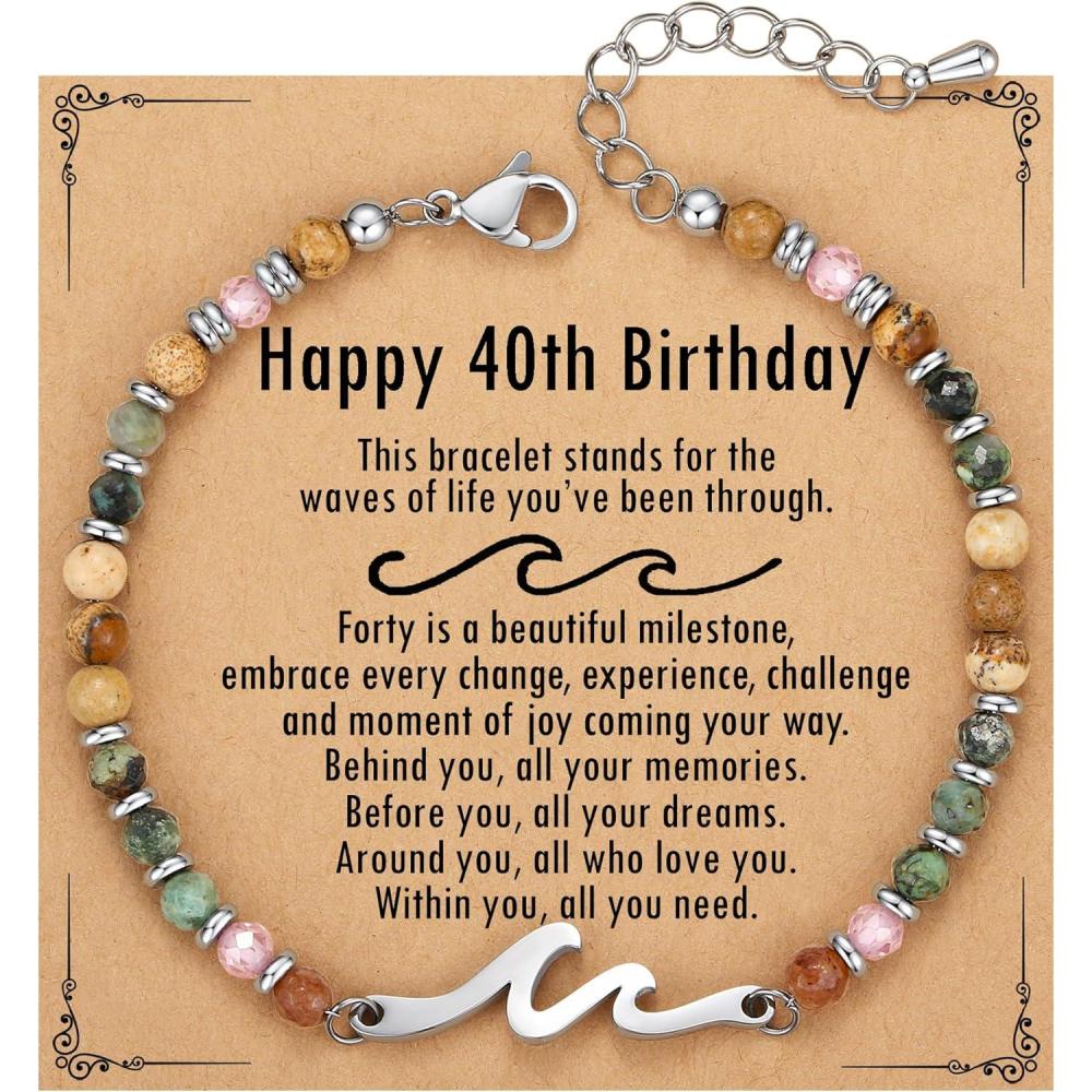 imageTONY ampamp SANDY Friend Gifts for Women Unique Valentines Day Gifts for Her Sister Gifts from Sister Wave Bracelet Christmas Birthday Gifts for Women Bestie Friendship BraceletsHappy 40th