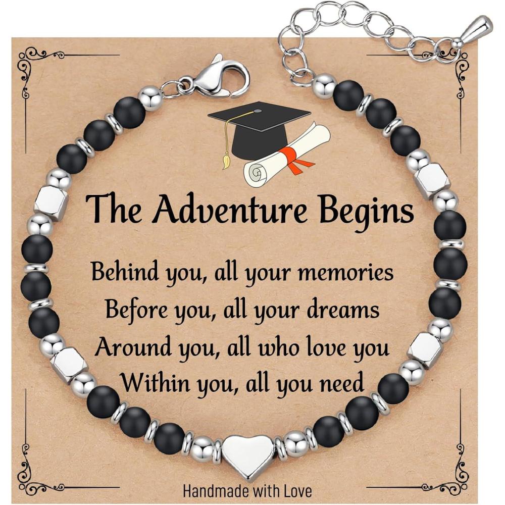 imageTONY ampamp SANDY Graduation Gifts for Her Graduation Bracelets for Women Girls Middle High School College GraduatesBlack Onyx