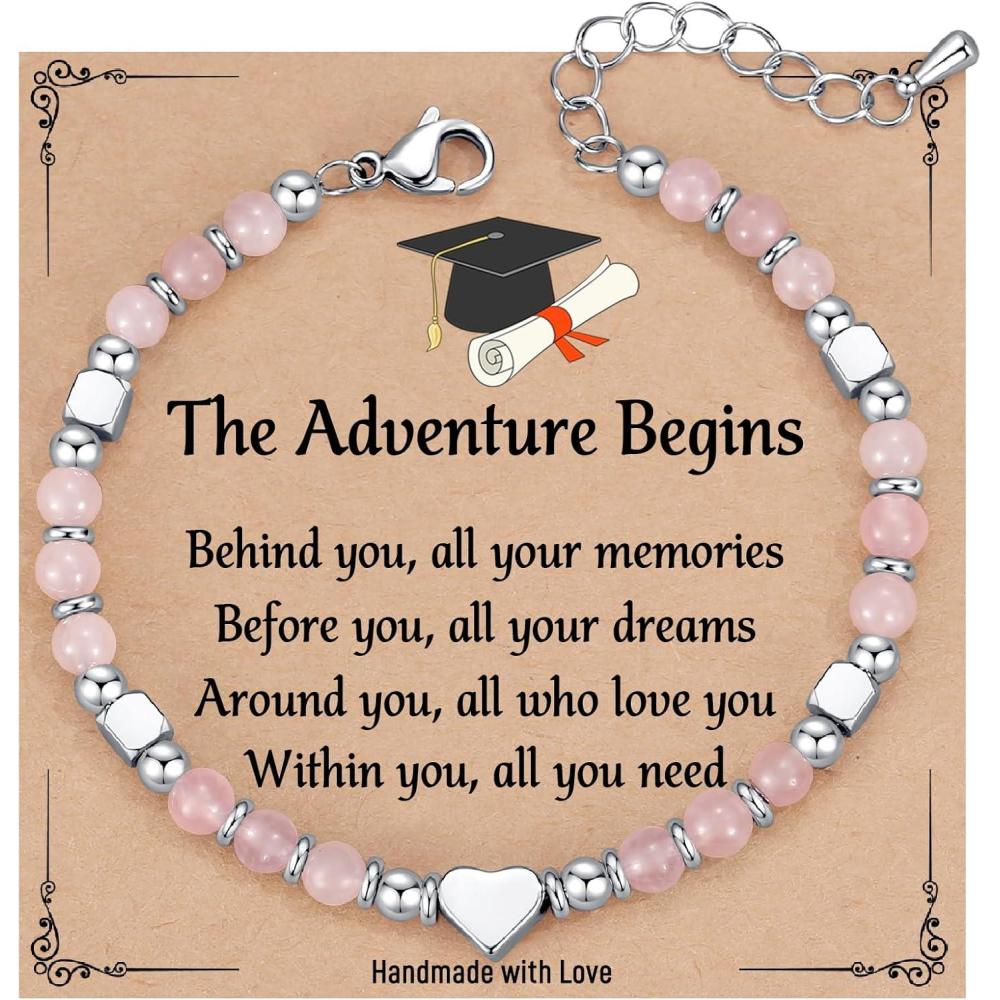 imageTONY ampamp SANDY Graduation Gifts for Her Graduation Bracelets for Women Girls Middle High School College GraduatesRose Quartz