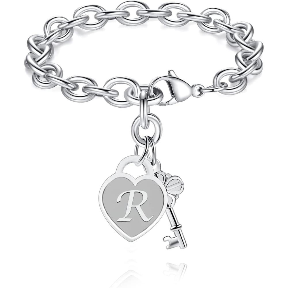 imageTONY ampamp SANDY Initial Charm Bracelets for Girls Women Stainless Steel AZ Bracelet Personalized Gifts Birthday Graduation Easter Christmas Stocking Stuffers for Teens Girls Women JewelryR