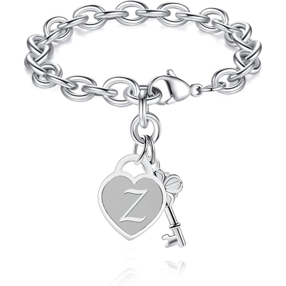 imageTONY ampamp SANDY Initial Charm Bracelets for Girls Women Stainless Steel AZ Bracelet Personalized Gifts Birthday Graduation Easter Christmas Stocking Stuffers for Teens Girls Women JewelryZ