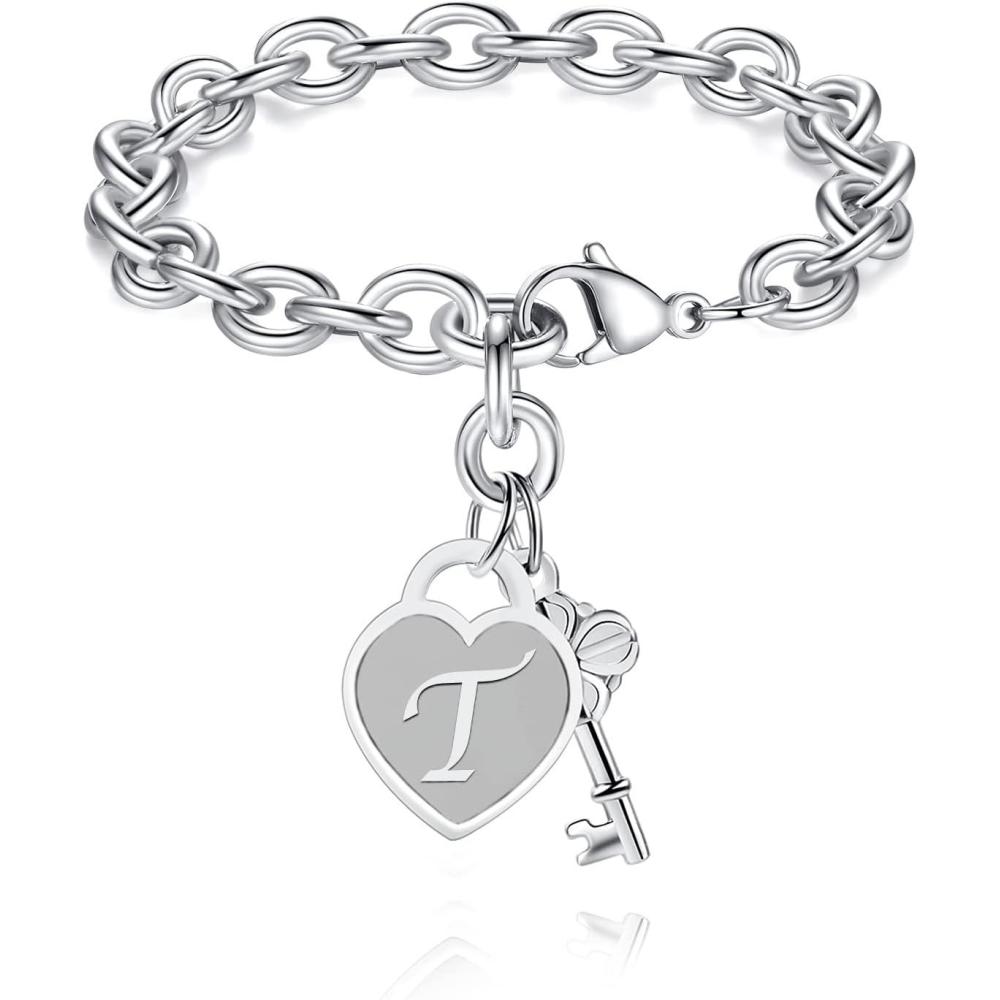 imageTONY ampamp SANDY Initial Charm Bracelets for Girls Women Stainless Steel AZ Bracelet Personalized Gifts Birthday Graduation Easter Christmas Stocking Stuffers for Teens Girls Women JewelryT